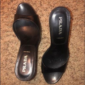 Prada black leather heels